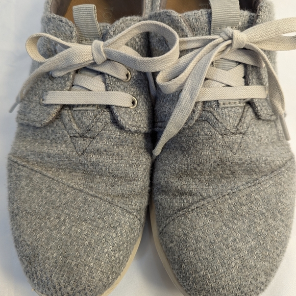 Toms Del Rey Light Heather Grey Wool Lace-up  Sneakers Size 8.5 - Picture 8 of 8